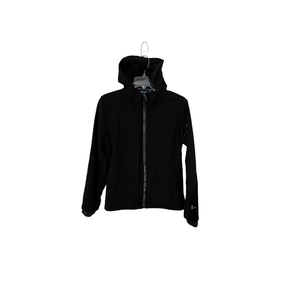 Free Country Womens Black Hooded Softshell Jacket Fleece Lined Size M 42013584